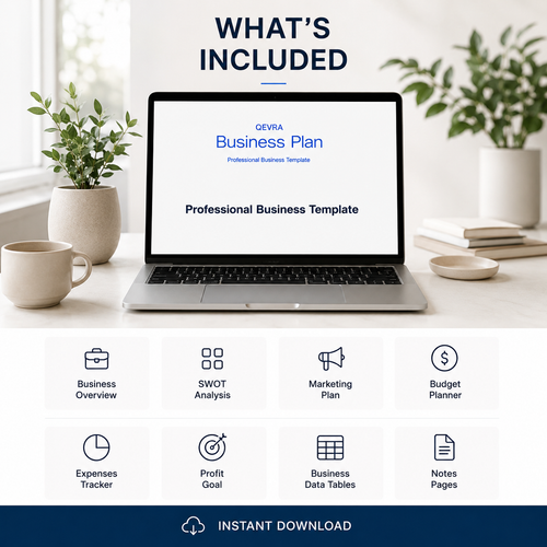 QEVRA Business Planner | Editable Canva, Word & Printable PDF