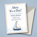 Ahoy It's a Boy Nautical Baby Shower Invitation – Fillable PDF & Editable Canva Template