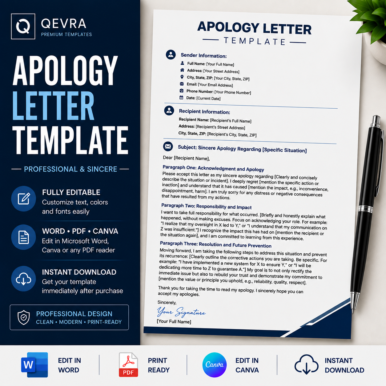 Apology Letter Template | Editable Word, PDF & Canva
