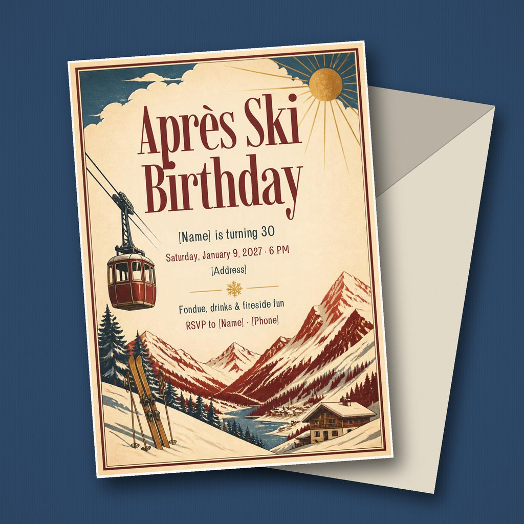 Apres Ski Birthday Party Invitation – Editable Canva Template