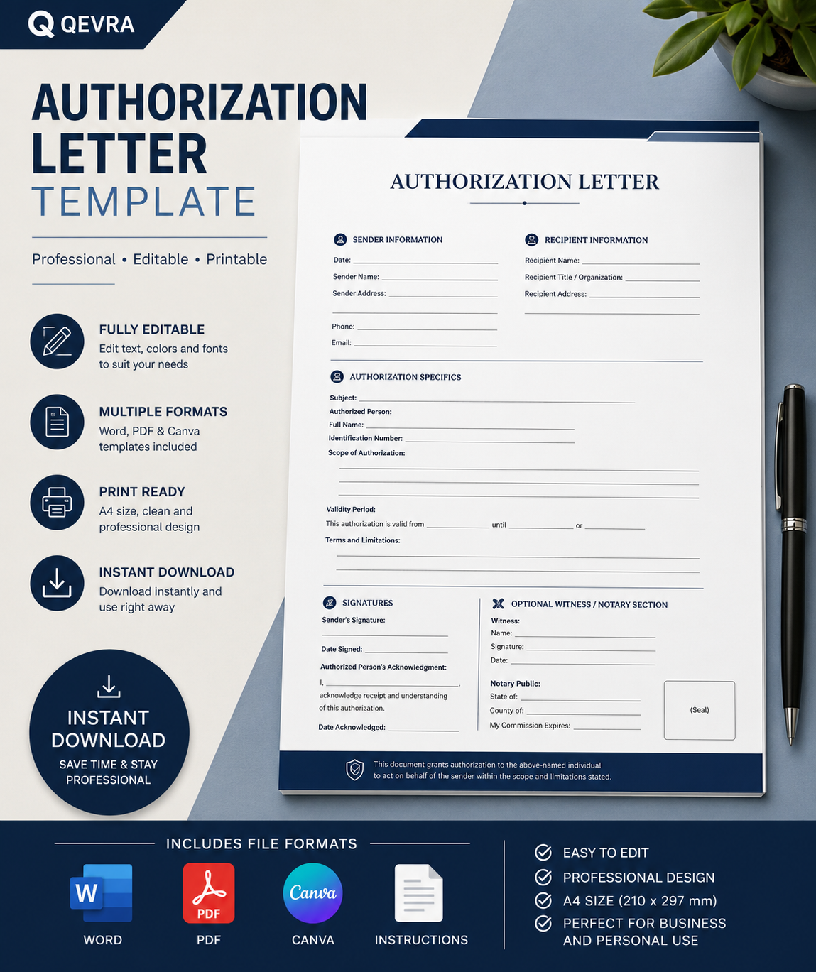 Authorization Letter Template | Editable Word, PDF & Canva