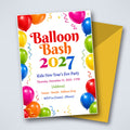 Balloon Bash 2027 Kids New Year's Eve Party Invitation – Editable Canva Template