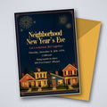 Neighborhood New Year's Eve Block Party Invitation – Editable Canva Template