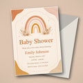 Boho Rainbow Baby Shower Invitation – Fillable PDF & Editable Canva Template