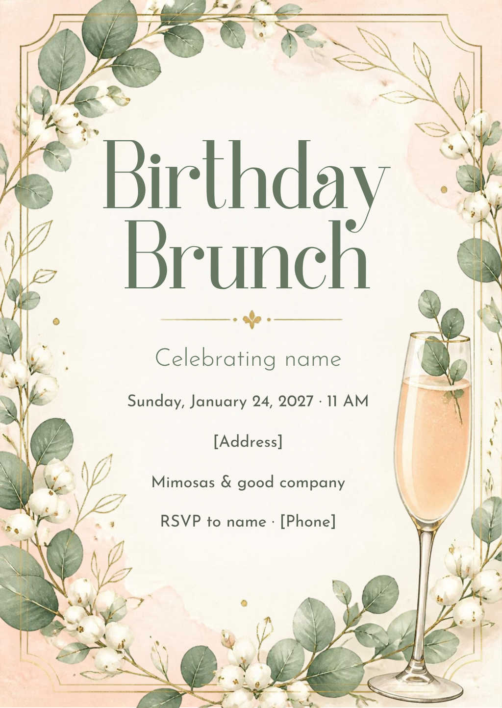 Winter Birthday Brunch Invitation – Editable Canva Template