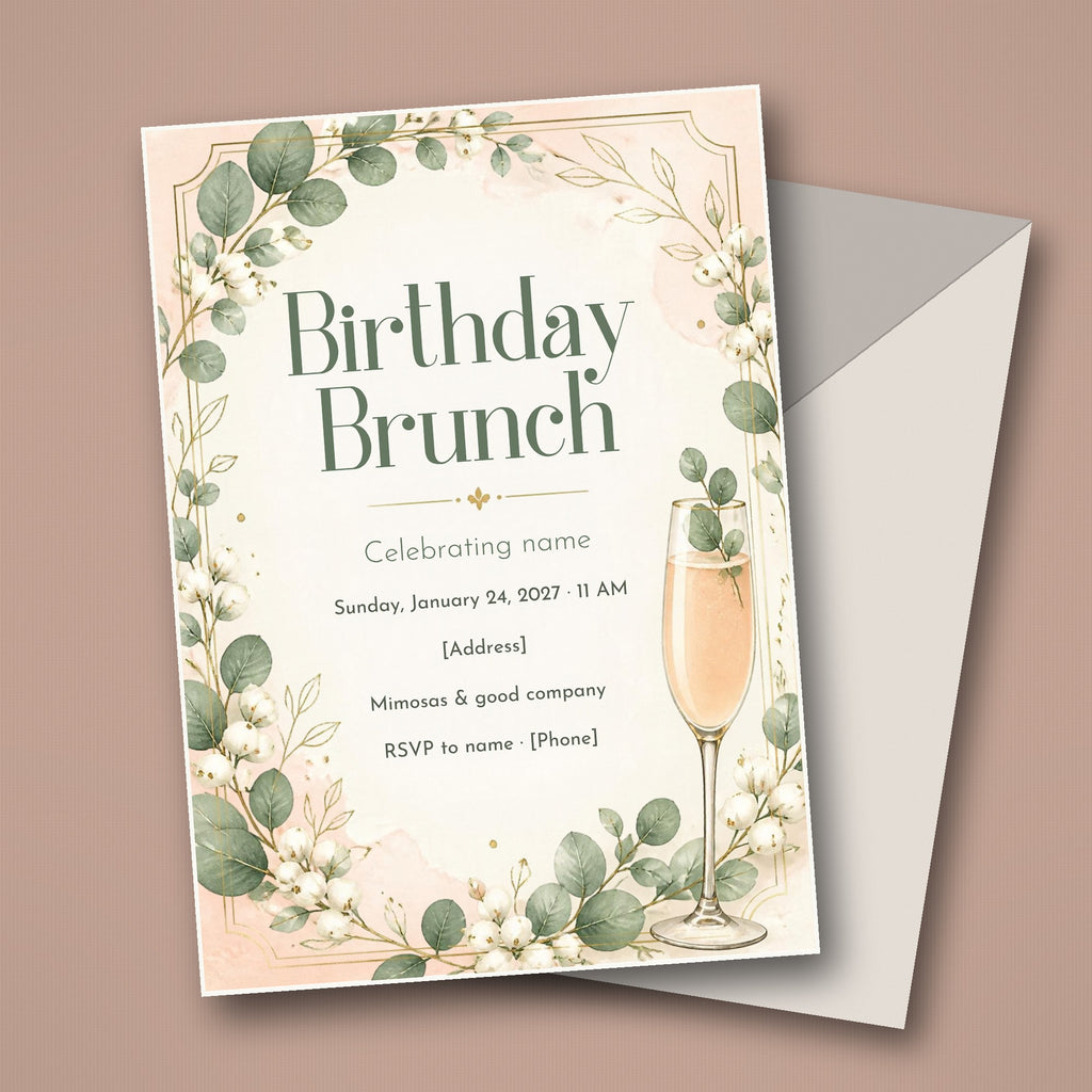 Winter Birthday Brunch Invitation – Editable Canva Template