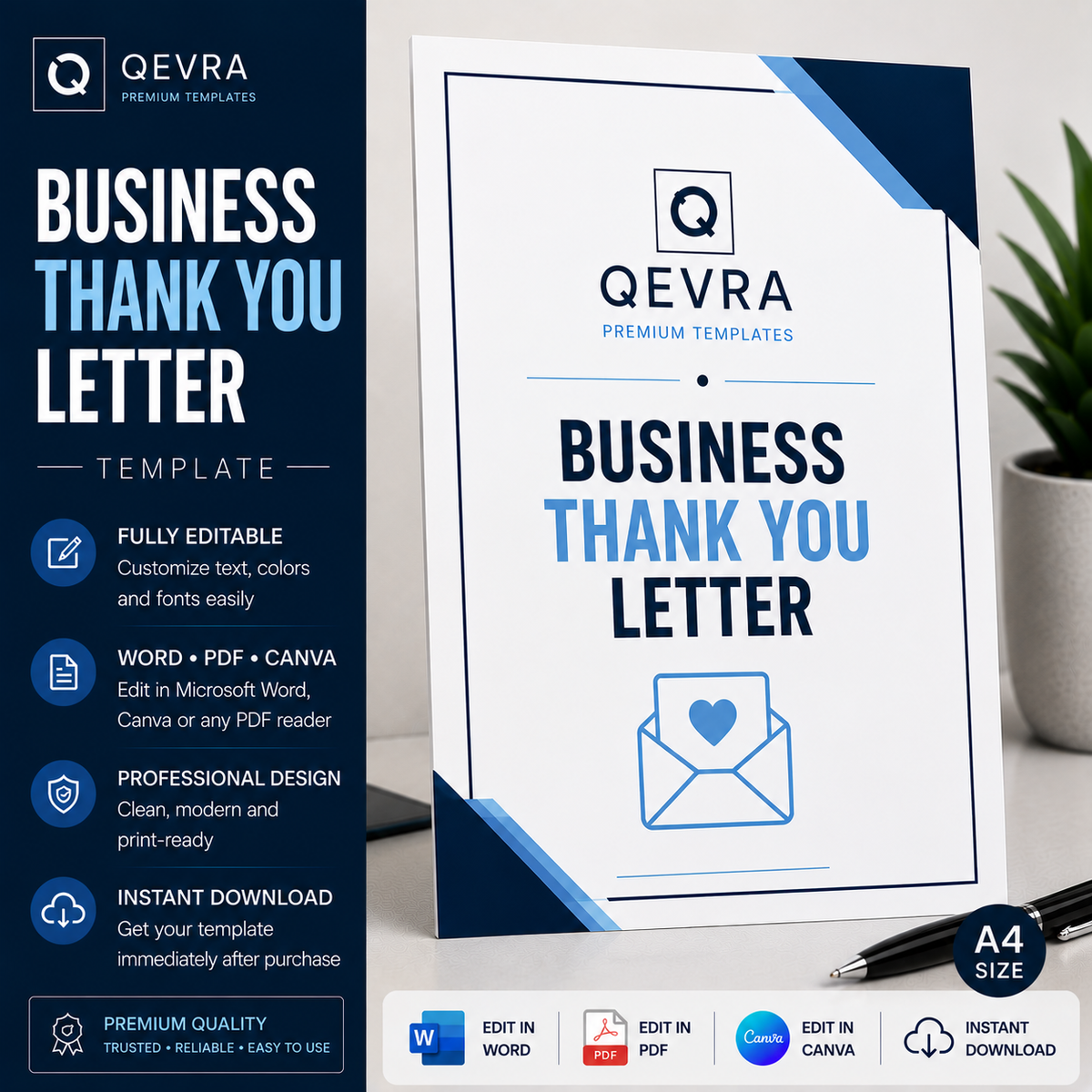 Business Thank You Letter Template | Editable Word, PDF & Canva