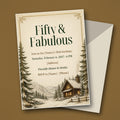 Fifty and Fabulous Cozy Cabin 50th Birthday Invitation – Editable Canva Template