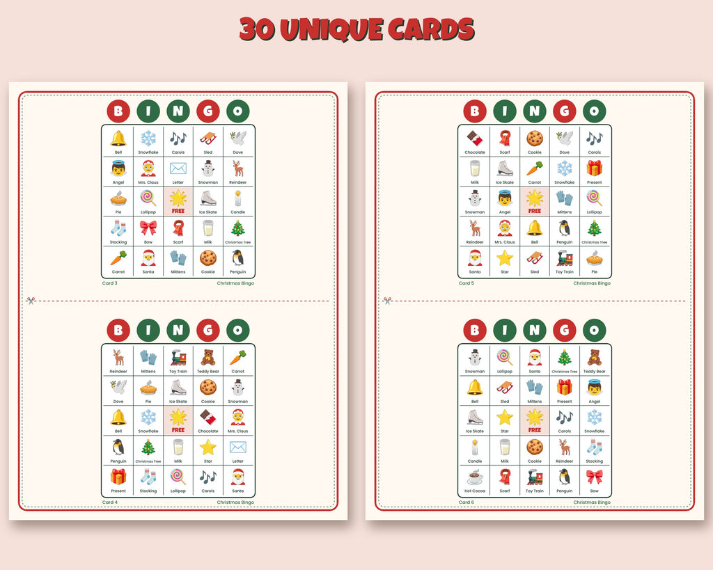 Christmas Bingo – 30 Printable Picture Cards