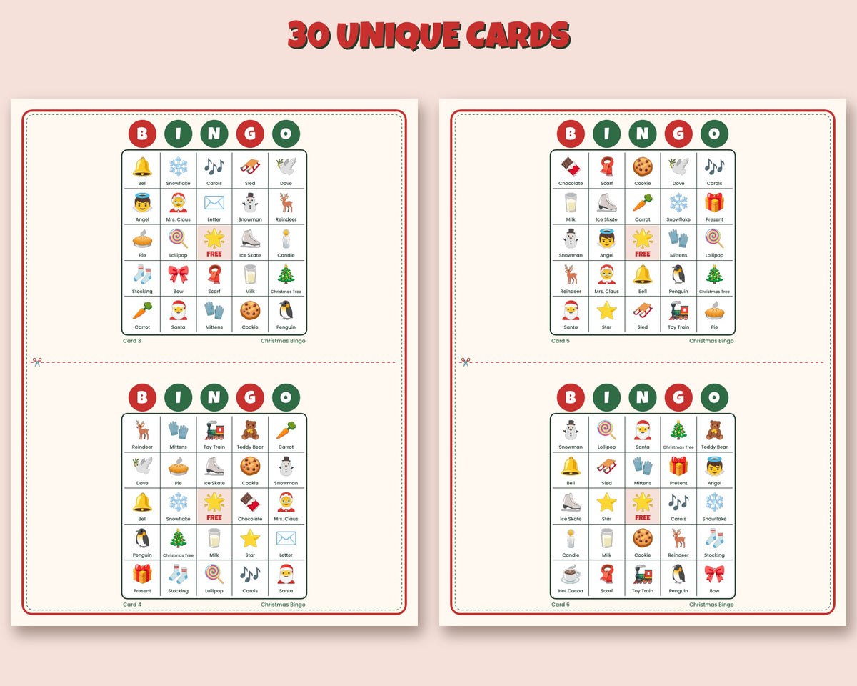 Christmas Bingo – 30 Printable Picture Cards