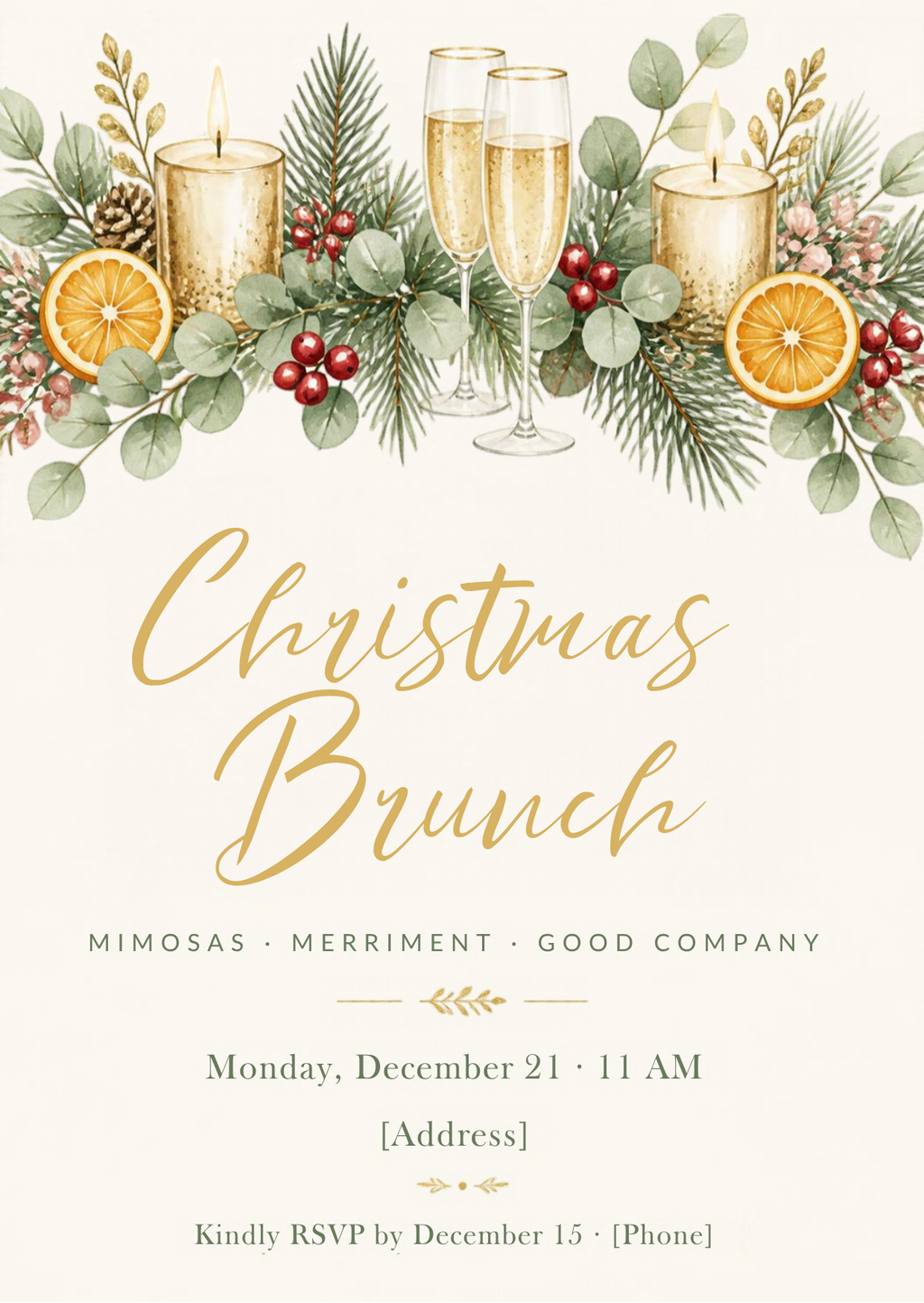 Christmas Brunch Invitation – Editable Canva Template
