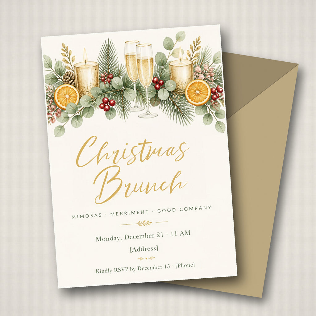 Christmas Brunch Invitation – Editable Canva Template