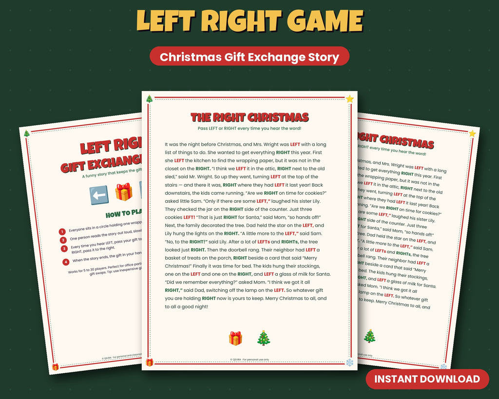 Christmas Left Right Gift Exchange Game – Printable Story