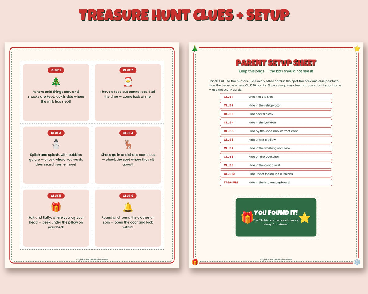 Christmas Scavenger Hunt & Treasure Hunt for Kids