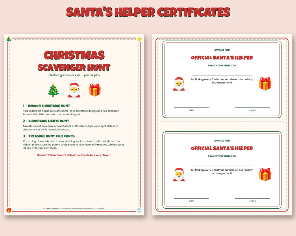 Christmas Scavenger Hunt & Treasure Hunt for Kids