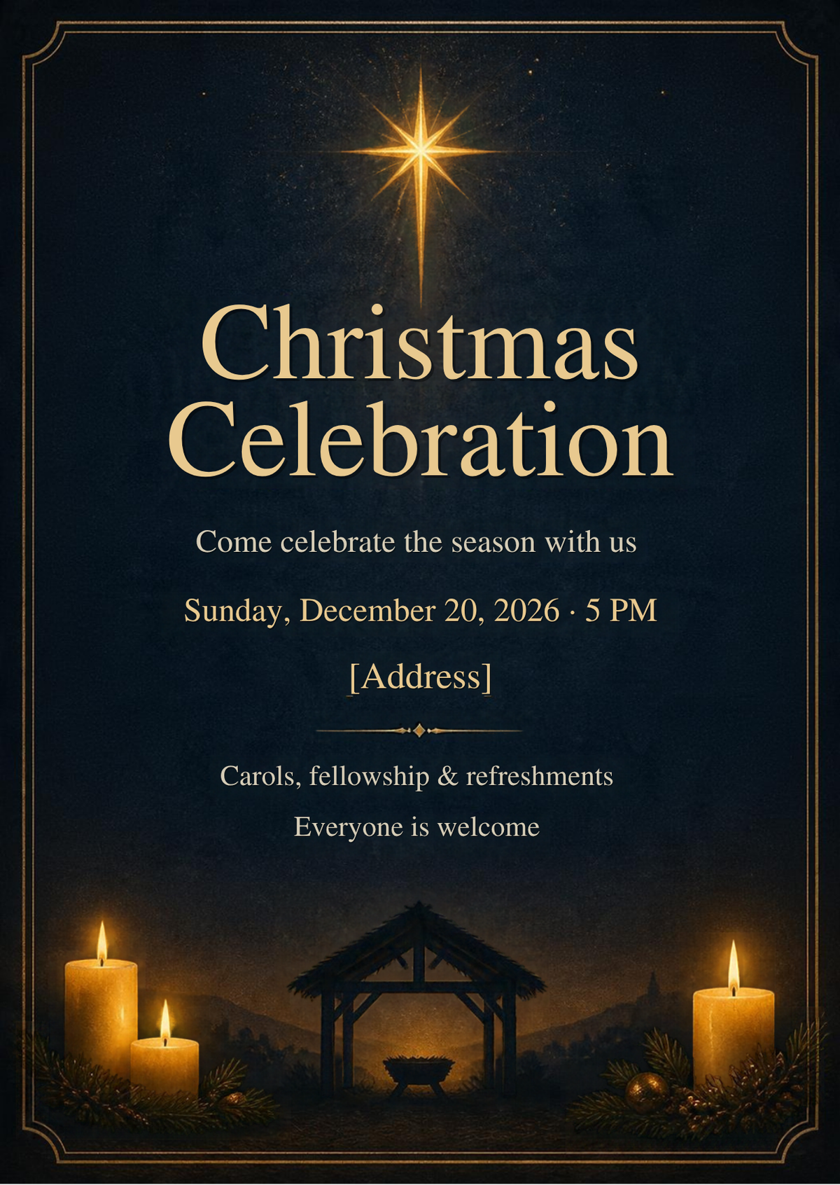 Church Christmas Celebration Invitation – Editable Canva Template
