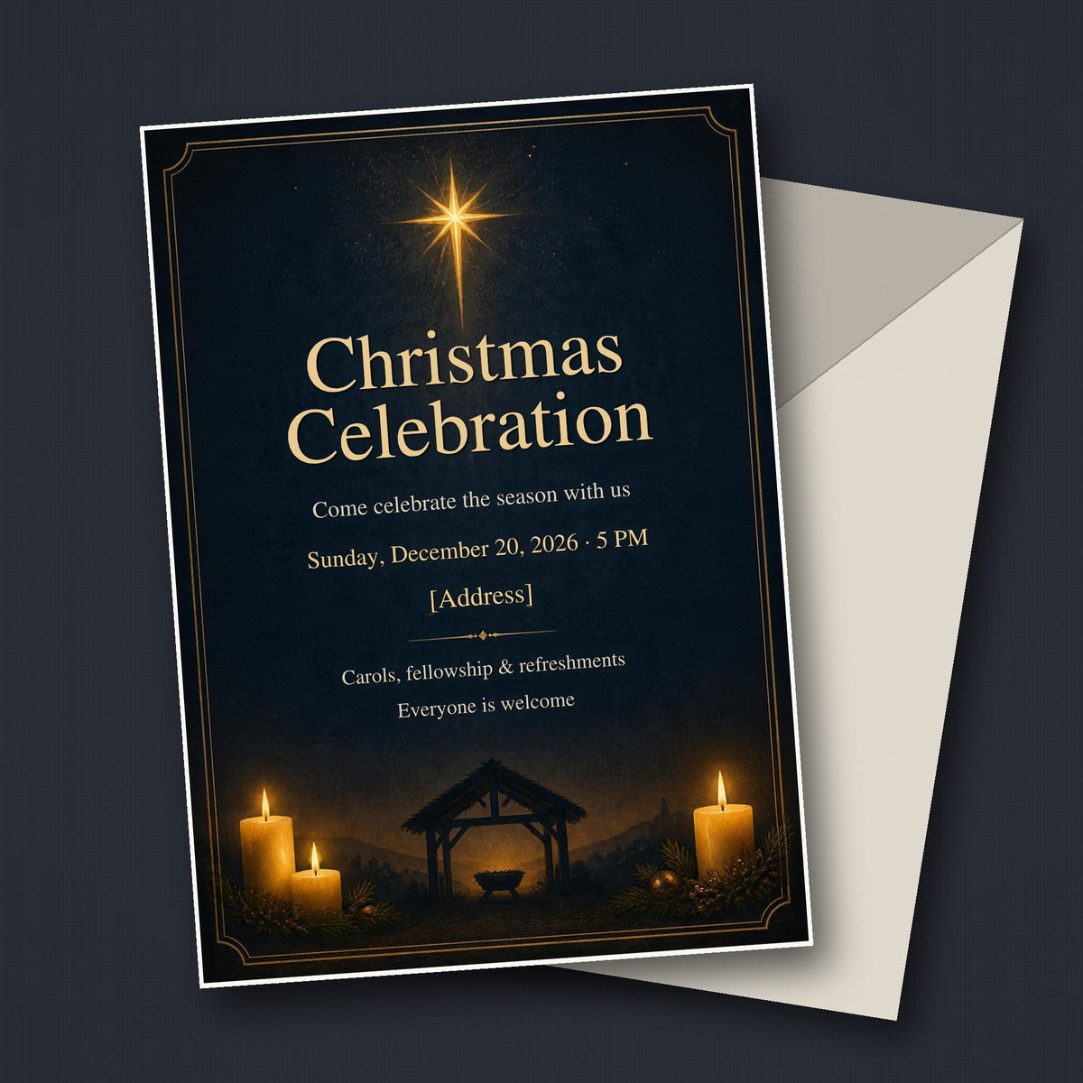 Church Christmas Celebration Invitation – Editable Canva Template