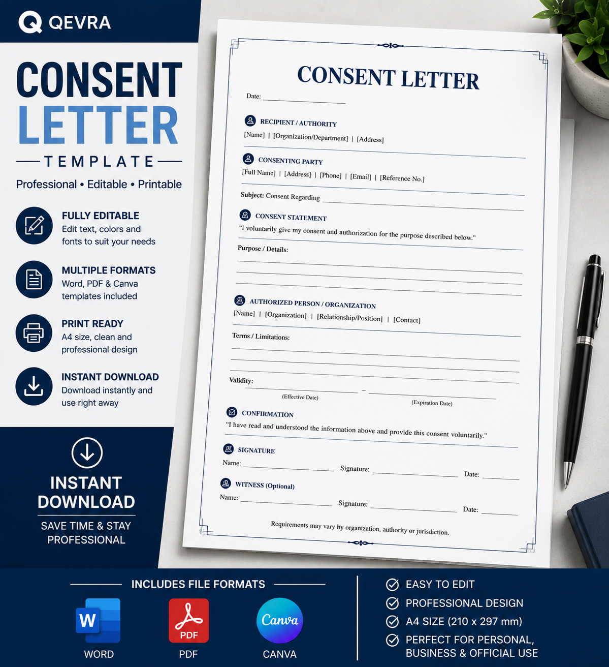 Consent Letter Template | Editable Word, PDF & Canva