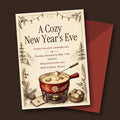 Cozy Fondue Night New Year's Eve Invitation – Editable Canva Template