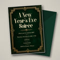 Emerald & Gold New Year's Eve Soirée Invitation – Editable Canva Template
