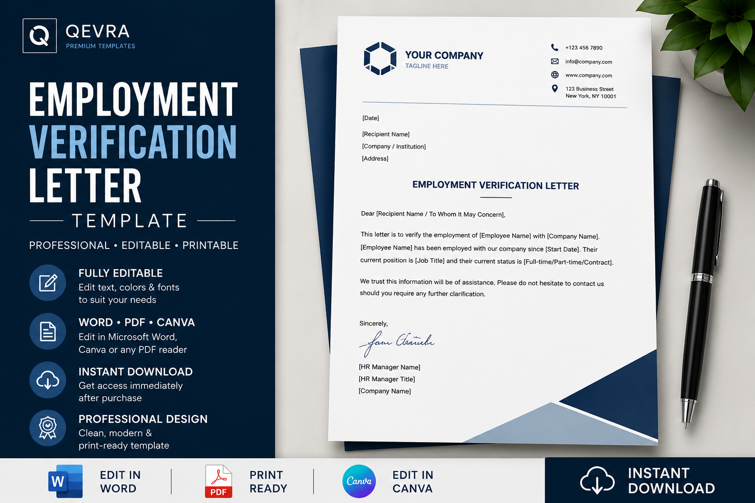 Employment Verification Letter Template | Editable Word, PDF & Canva