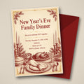 Vintage New Year's Eve Family Dinner Invitation – Editable Canva Template
