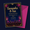 Fireworks & Fizz Rooftop New Year's Eve Party Invitation – Editable Canva Template