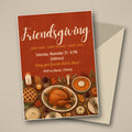 Friendsgiving potluck invitation – editable Canva template with turkey feast, pies and candlelight, 5x7