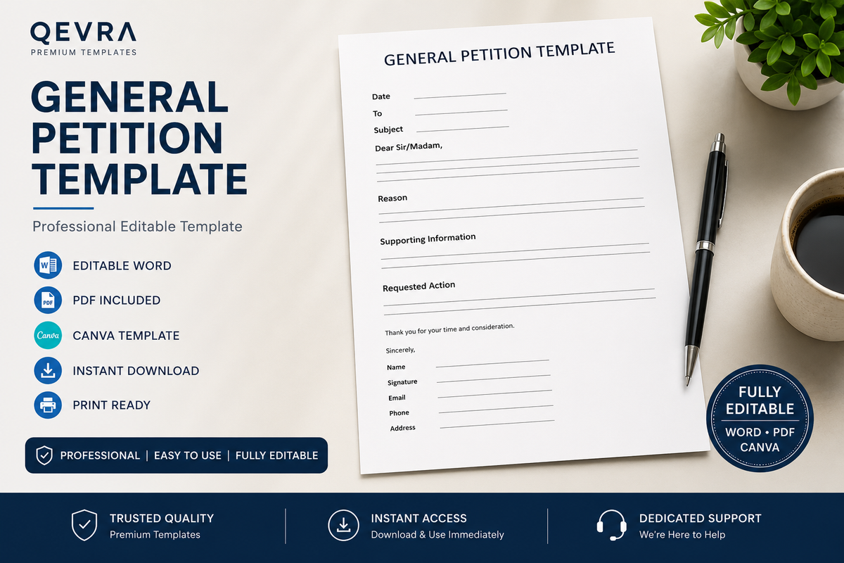 General Petition Template | Editable Word, PDF & Canva
