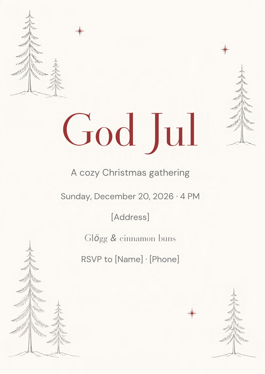 Nordic God Jul Christmas Invitation – Editable Canva Template