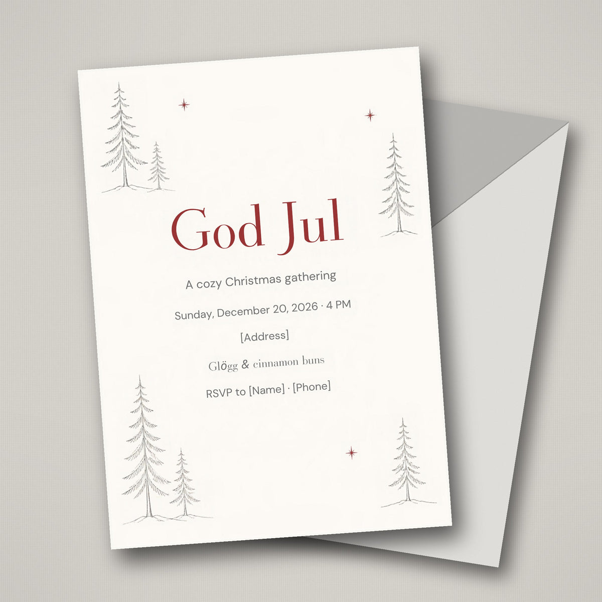 Nordic God Jul Christmas Invitation – Editable Canva Template