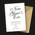 Gold Confetti Script New Year's Eve Cocktail Party Invitation – Editable Canva Template