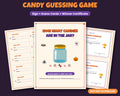 Halloween candy guessing game printable – How Many Candies sign, guess cards and certificate