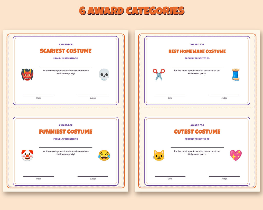 Halloween costume contest kit – printable vote sign, ballots and award certificates – preview 2