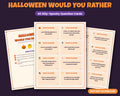 Halloween Would You Rather printable – 40 question cards for kids and families