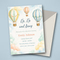 Hot Air Balloon Baby Shower Invitation – Fillable PDF & Editable Canva Template
