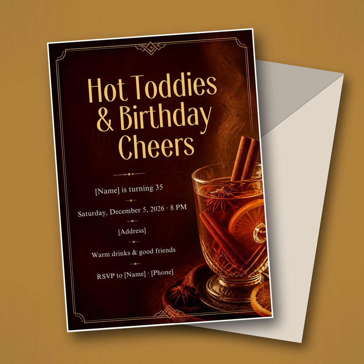 Hot Toddy Winter Birthday Party Invitation – Editable Canva Template