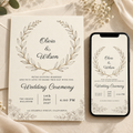 Ivory Bloom botanical wedding invitation – editable Canva template, 5x7