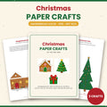 Christmas Paper Crafts for Kids – 3D Gingerbread House, Stand-Up Tree & Gift Box Printable