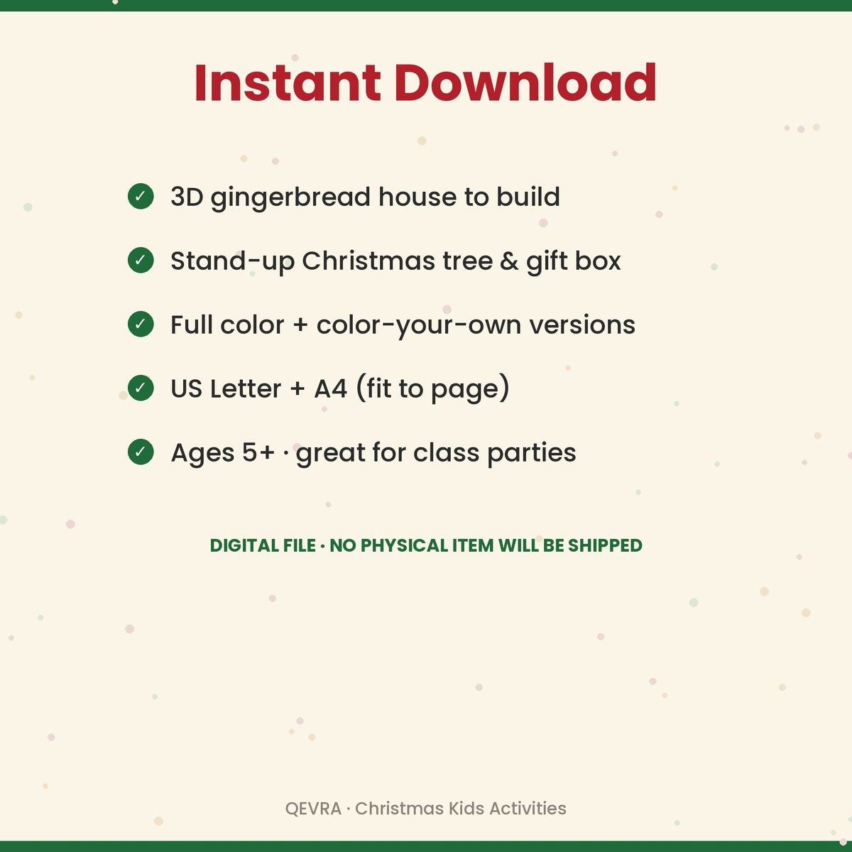 Christmas Paper Crafts for Kids – 3D Gingerbread House, Stand-Up Tree & Gift Box Printable