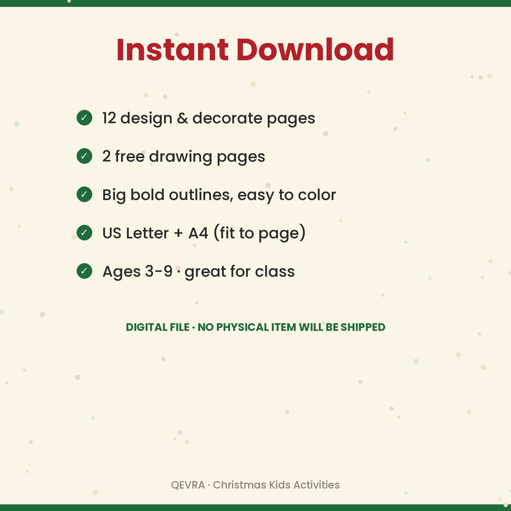 Christmas Design Your Own Activity Pages for Kids – 14 Printable Drawing & Decorating Sheets