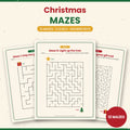 Christmas Mazes for Kids – 12 Printable Holiday Mazes, 3 Levels with Answer Keys