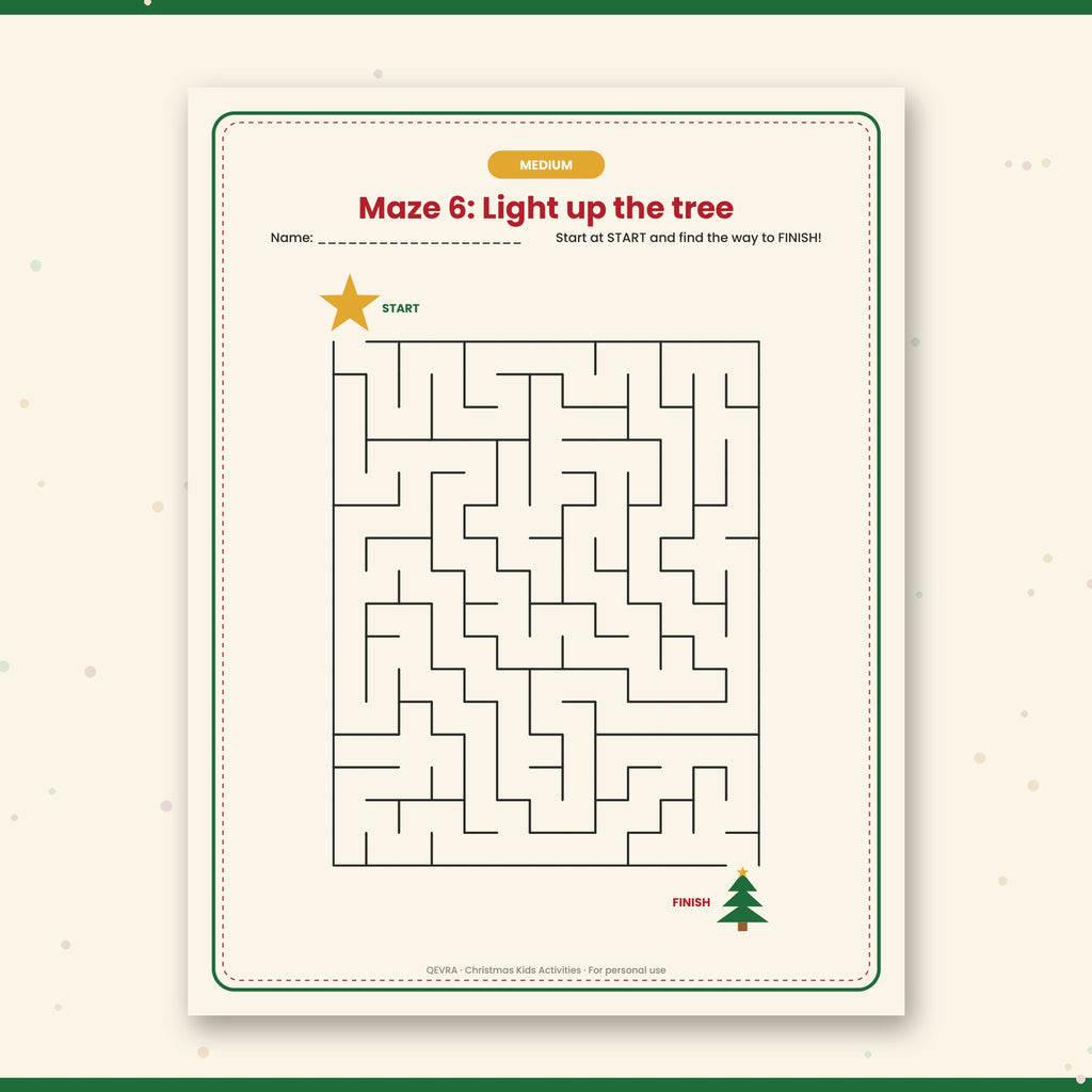 Christmas Mazes for Kids – 12 Printable Holiday Mazes, 3 Levels with Answer Keys