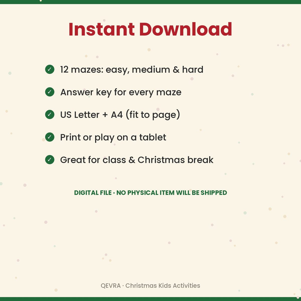 Christmas Mazes for Kids – 12 Printable Holiday Mazes, 3 Levels with Answer Keys