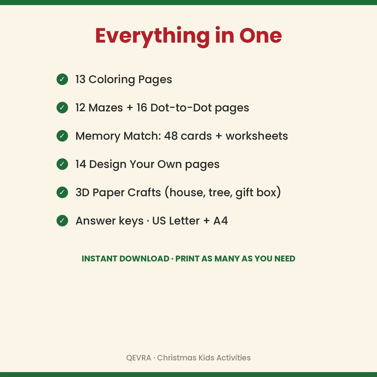 Christmas Kids Activity Mega Pack – 100+ Printable Pages: Coloring, Mazes, Dot-to-Dot, Memory Game & Crafts