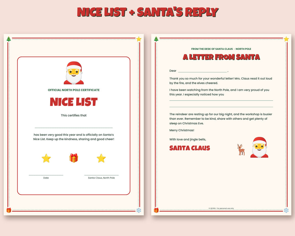 Letter to Santa Kit – Wish List, Nice List & Reply from Santa