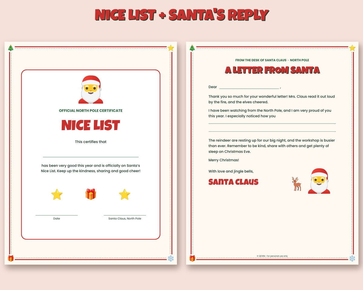 Letter to Santa Kit – Wish List, Nice List & Reply from Santa