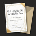 Marble & Gold "Out with the Old, In with the New" New Year's Eve Invitation – Editable Canva Template