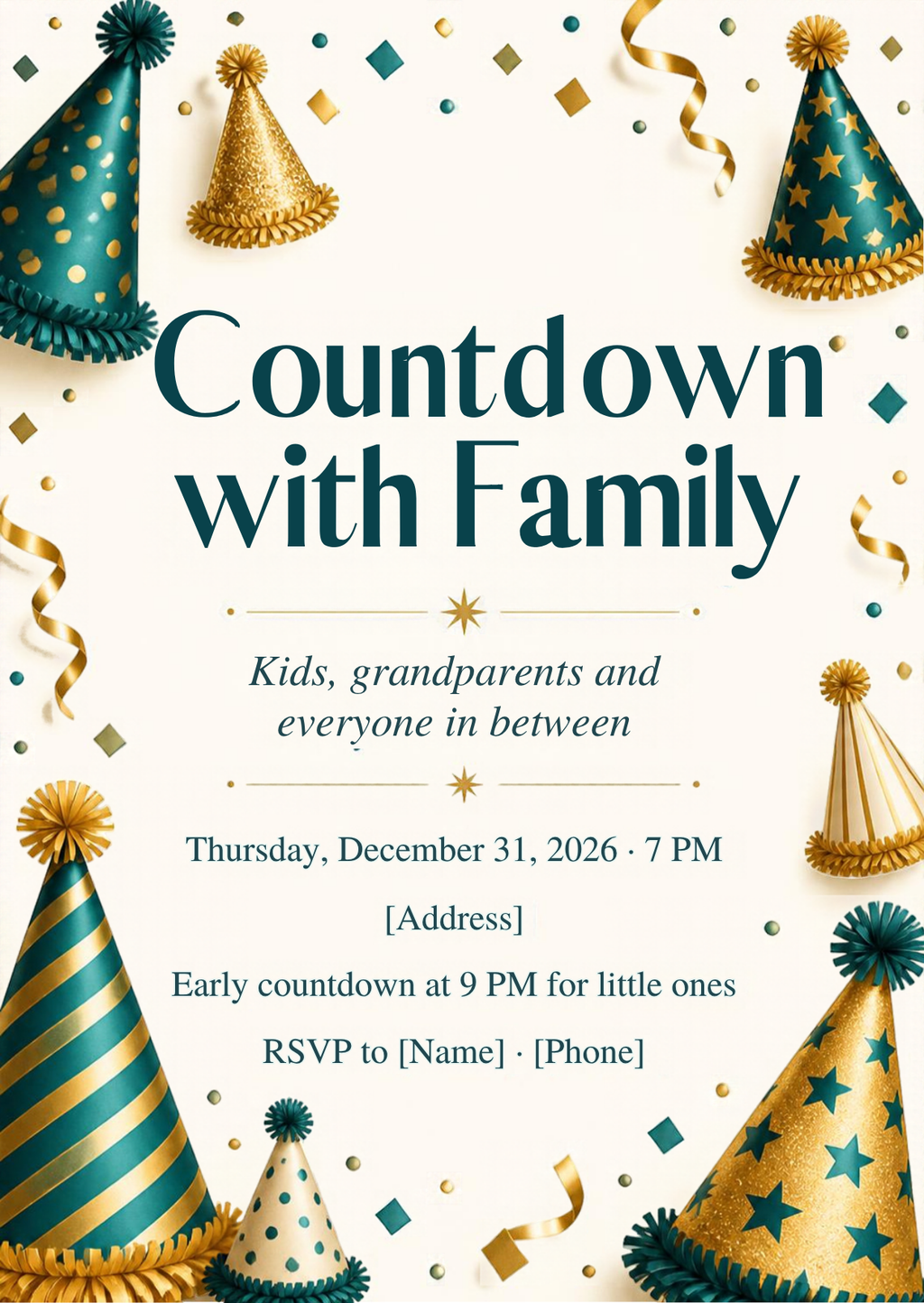 Countdown with Family New Year's Eve Party Invitation – Editable Canva Template