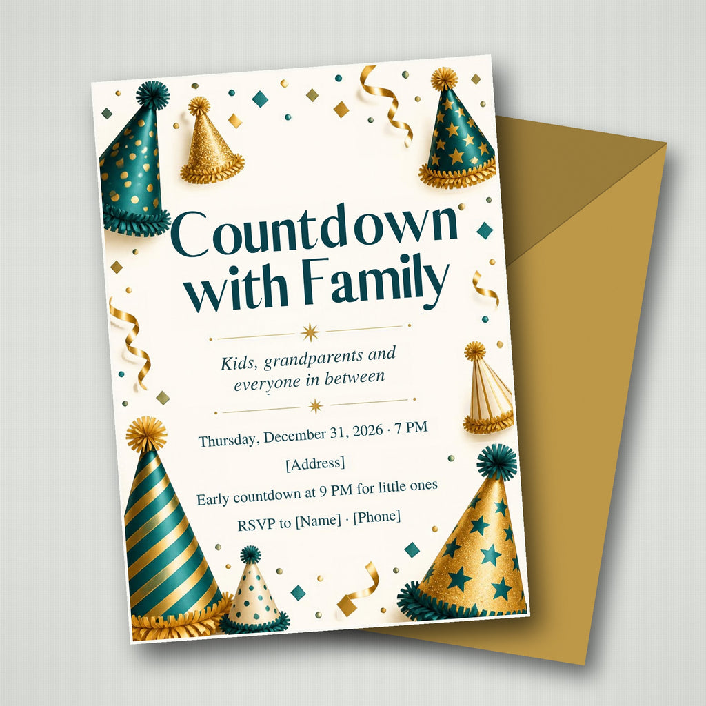 Countdown with Family New Year's Eve Party Invitation – Editable Canva Template
